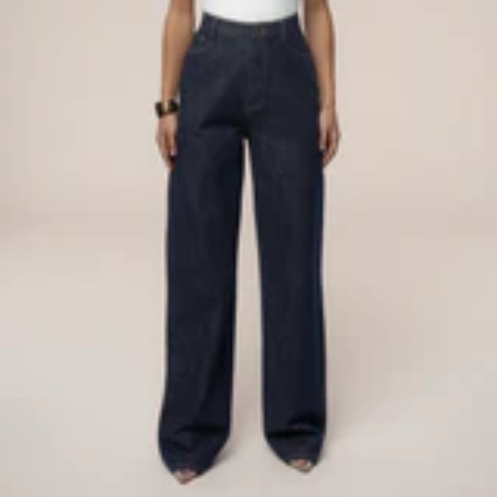 JLUXLABEL Navy Wide-Leg Jeans